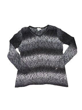 Christopher & Banks Light Weight, Diamond Knit Sweater-Black/Gray-Size L-GUC